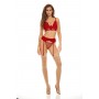 BOMBSHELL BOUDOIR PEEK A BOO WIRE 3 PC SET RED, L