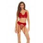 BOMBSHELL BOUDOIR PEEK A BOO WIRE 3 PC SET RED, L