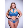 2PC STRAPPY LACE BRA & PANTY SET BLUE, QUEEN