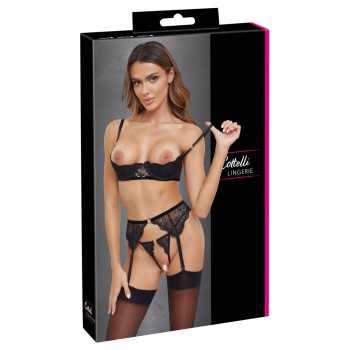 Seksualių apatinių komplektas Cottelli Lingerie Hebe, 75B/S, juodas