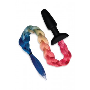 WHIPSMART 4.9 INCH SILICONE PLUG WITH PLAY TAILS RAINBOW TAIL