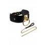 KINKY DIVA O-RING COLLAR + LEASH BLACK/GOLD - Kinky Diva