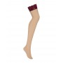 Seksualios kojinės Obsessive Sugestina Lace Garter Stockings, smėlio spalvos