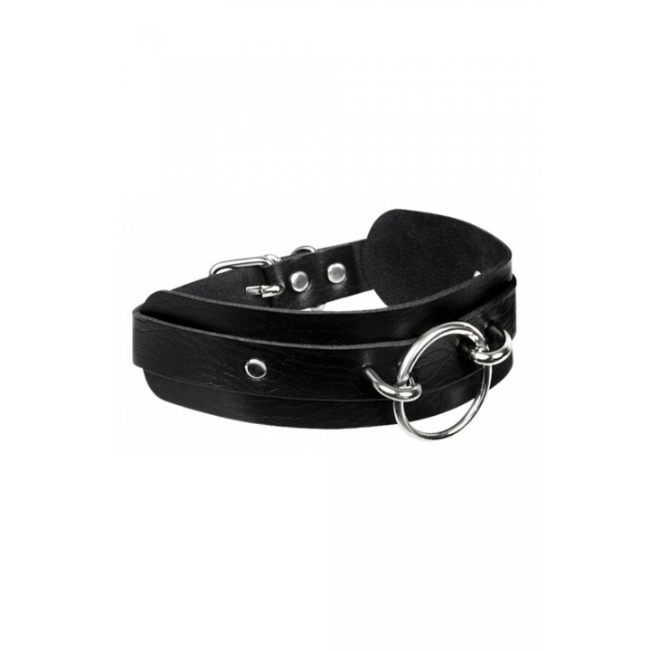 KINKY DIVA O-RING FRONT COLLAR BLACK/SILVER