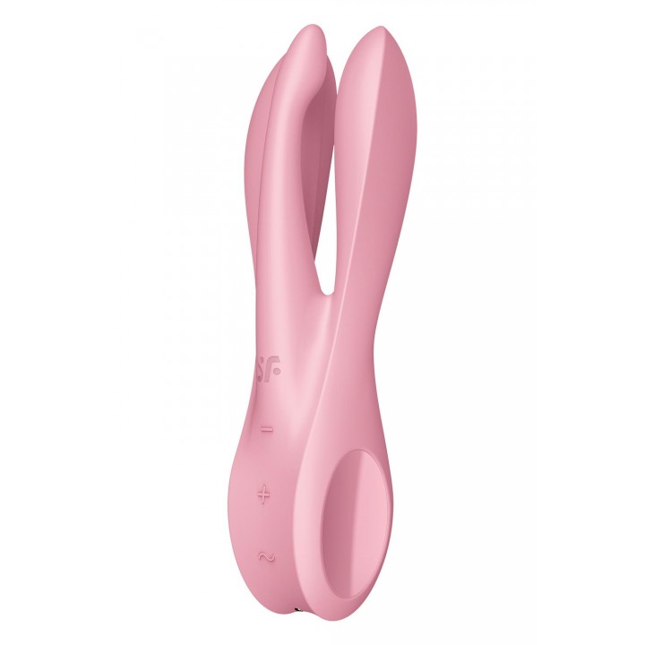 Klitora un kaunuma lūpu stimulators - SATISFYER THREESOME 1 rozā