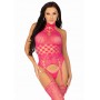 High Neck Garter Catsuit - Pink - One Size