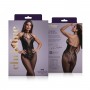 Crotchless bodystocking with flowerlace Amara- black - One Size