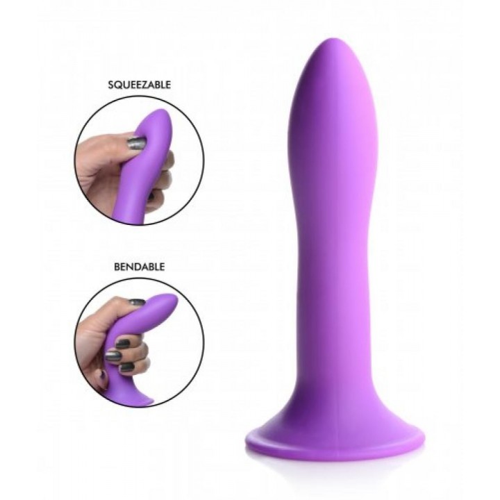 Flexible Silicone Dildo - Purple - Squeeze-It