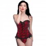 Scarlet Seduction Lace Corset & Thong - Black/Red - M