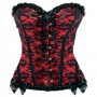 Scarlet Seduction Lace Corset & Thong - Black/Red - M