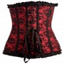 Scarlet Seduction Lace Corset & Thong - Black/Red - M