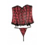 Scarlet Seduction Lace Corset & Thong - Black/Red - M