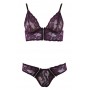 Mežģīņu krūštura komplekts sievietēm ar regulējamām lencēm, violets XL Cottelli LINGERIE