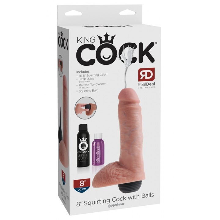 Dildo ar Sēkliniekiem un Spermas Rezervuāru 20cm King COCK