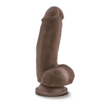 DR. SKIN PLUS 7 INCH GIRTHY POSABLE DILDO WITH BALLS CHOCOLATE