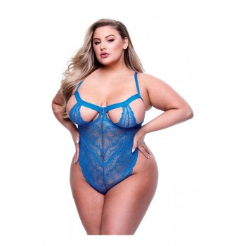 SEXY STRAPPY LACE TEDDY BLUE, QUEEN