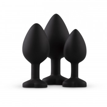 Silicone Buttplug Set with Diamond - Heart