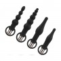 Anal Plug Set With Bullet Vibrator - Black