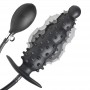 Ribbed Inflatable Anal Plug - Black - Master Series