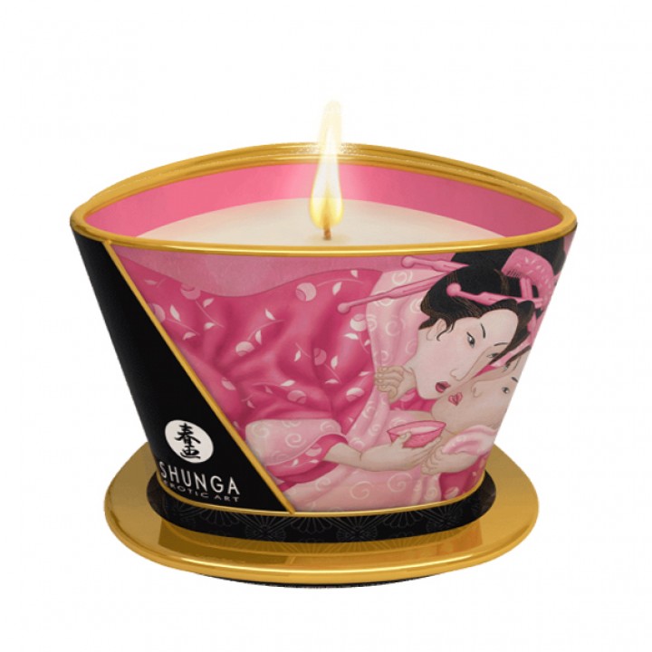 Shunga masāžas svece Afrodisia & Roses (200ml) - Shunga - Massage Candle Rose Petals 170 ml - Shunga