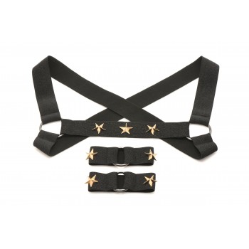 XR Brands - Chest Harness with Armbands - Black - S/M