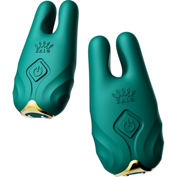 Zalo - Nave Wireless Vibrating Nipple Clamps Turquoise Green - Zalo