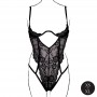 Le Désir – Open Cup Lace Bodysuit with Underwire - Black