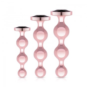 Rosy Gold - Metal Butt Plug Set 3 Pieces - Rose Gold Rosy Gold - Metal Butt Plug Set 3 Pieces - Rose Gold