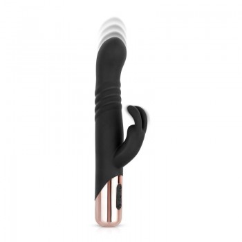 Rosy Gold - Rabbit Vibrator with thrusting function - Black Rosy Gold - Rabbit Vibrator with thrusting function - Black