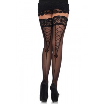 Transparent Stay-Up Stockings With Lace - Black Transparent Stay-Up Stockings With Lace - Black