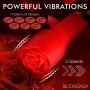 Mini wand vibrators ar silikona rozi, USB, ūdensizturīgs, sarkans XR Brands