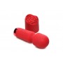 Mini wand vibrators ar silikona rozi, USB, ūdensizturīgs, sarkans XR Brands