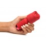 Mini wand vibrators ar silikona rozi, USB, ūdensizturīgs, sarkans XR Brands