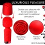 Mini wand vibrators ar silikona rozi, USB, ūdensizturīgs, sarkans XR Brands