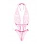 Lace open crotch body Renee- pink - L/XL