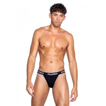 Playboy Lingerie - Modal Gym Thong - Black Playboy Lingerie - Modal Gym Thong - Black