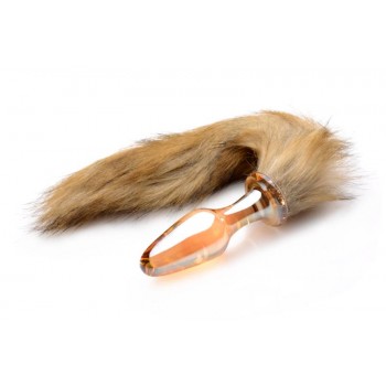 TAILZ - Fox Tail Glass Anal Plug - Orange with Faux Fur Tail TAILZ - Fox Tail Glass Anal Plug - Orange with Faux Fur Tail