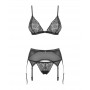 3 dalių apatinio trikotažo rinkinys moterims Obsessive Shibu, juodas