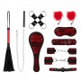 Bedroom Fantasies - Lace & Leather Look - 8 Piece Bondage Set - Red