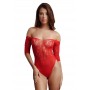 Crotchless Rhinestone Teddy - Red