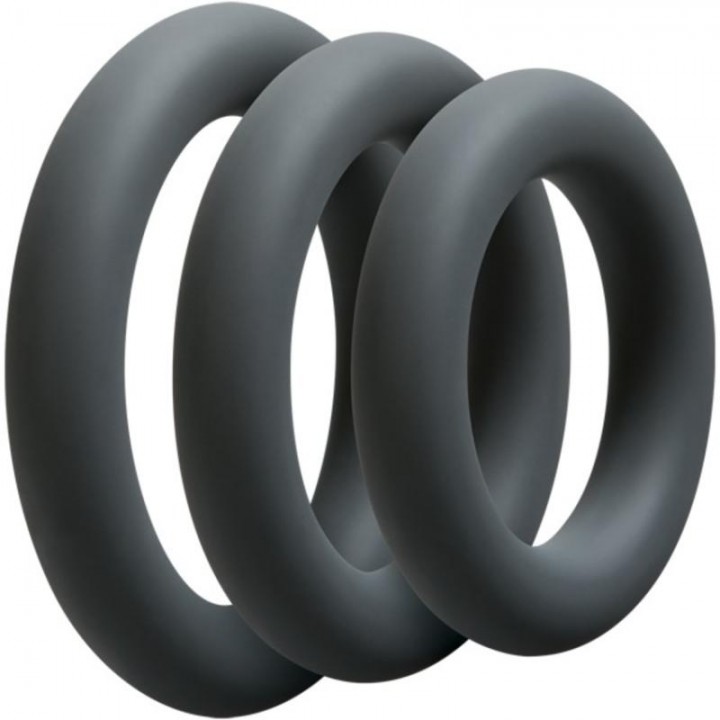 Doc Johnson - OptiMALE 3 C-Ring Set Thick - Grey Doc Johnson - OptiMALE 3 C-Ring Set Thick - Grey