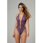 Renee Lace Thong Bodysuit - Purple