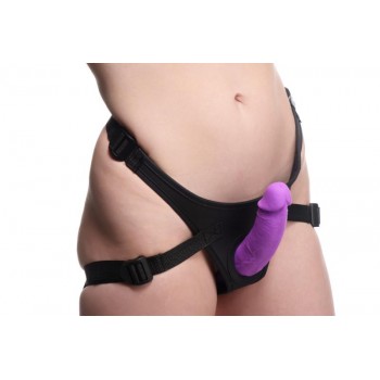 XR Brands - Double Dildo with Harness - Purple XR Brands - Double Dildo with Harness - Purple