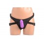 XR Brands - Double Dildo with Harness - Purple XR Brands - Double Dildo with Harness - Purple