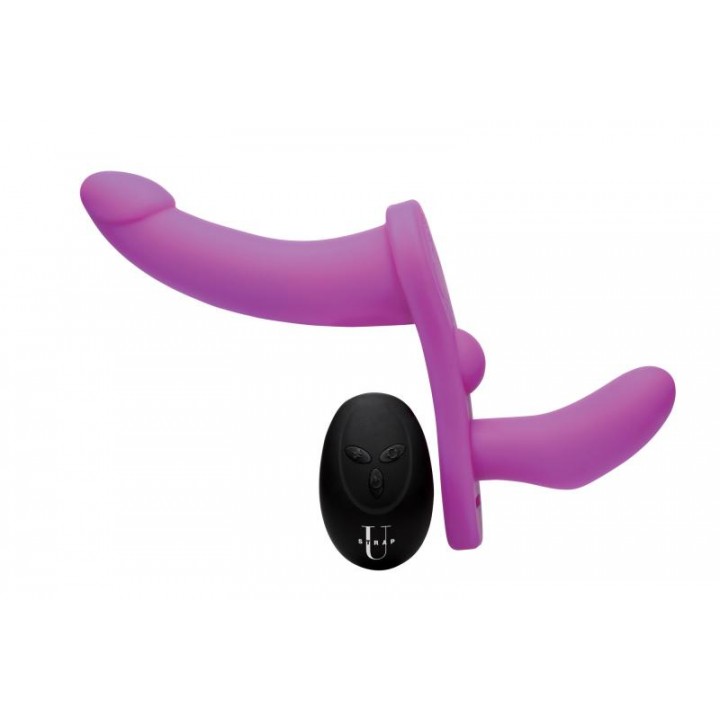 XR Brands - Double Vibrating Dildo with Harness - Purple XR Brands - Double Vibrating Dildo with Harness - Purple