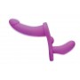 XR Brands - Double Vibrating Dildo with Harness - Purple XR Brands - Double Vibrating Dildo with Harness - Purple