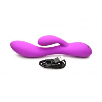 Silikona truša vibrators ar dubulto stimulāciju, ūdensizturīgs, violets, 19,5 cm, XR Brands