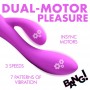 Silikona truša vibrators ar dubulto stimulāciju, ūdensizturīgs, violets, 19,5 cm, XR Brands