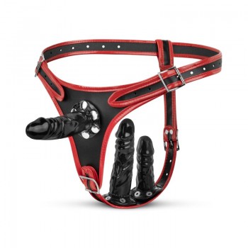 Fetish Collection - Triple Dildo Strap-On Harness Fetish Collection - Triple Dildo Strap-On Harness