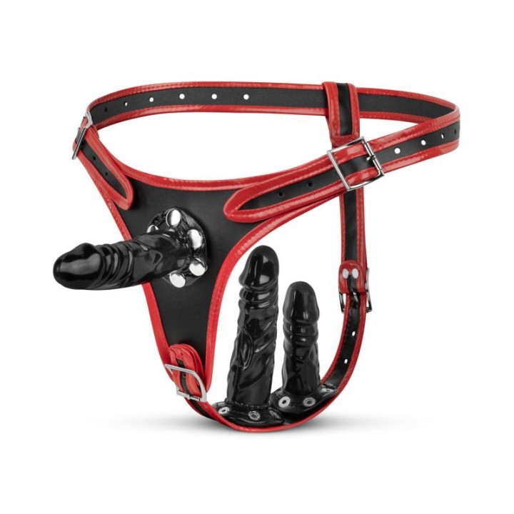 Fetish Collection - Triple Dildo Strap-On Harness Fetish Collection - Triple Dildo Strap-On Harness